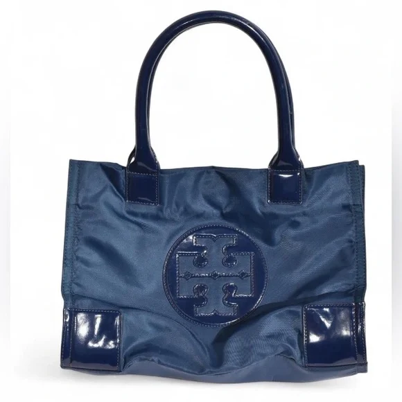 Tory Burch Mini Ella Patent Tote Bag Blue - Picture 2 of 14